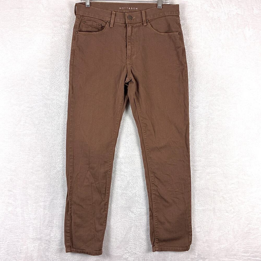 Mott & Bow Jeans Mens 31x30 Brown Mercer Slim Straight Stretch Preppy Classic